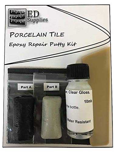 Floor & Wall Porcelain Tile Epoxy Repair Putty Kit - Repairs Chips, Cracks & Defects.. (Black)