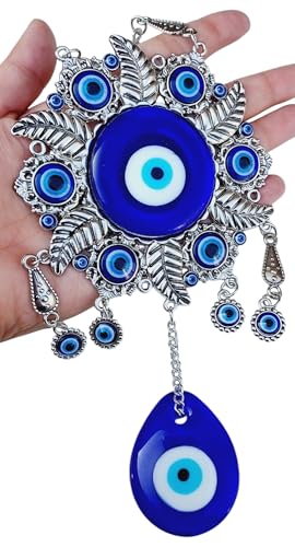 Image of Evil Eye Hanging for Home Entrance Door Decoration, Nazar Battu for Home Protection, Big Size (Round Blue)