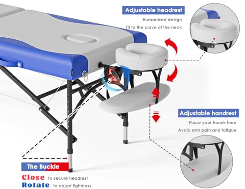 Image of CLORIS 84 inch Professional Massage Table 2 Section Portable Hold Up to 1000LBS