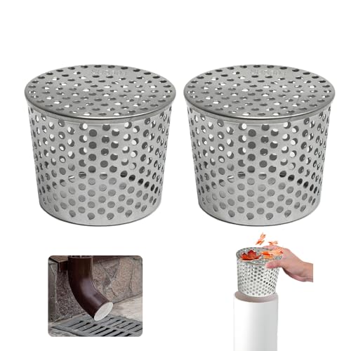 Filtres De Gouttière en Acier Inoxydable, Lot de 2 Crapaudine de Gouttière 85-100mm, Filtre Gouttière À Mailles, Grille Protection Gouttiere Anti Feuille, Filtre de Gouttière pour Éviter les Blocages