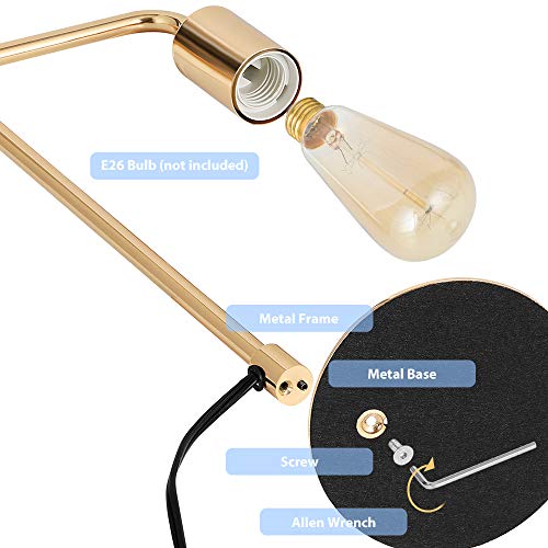 Js Nova Juns Edison Table Lamp, Industrial Desk Lamps Set Of 2, Small Gold Metal Lamp Suit For Bedside Nighstand Dressers Coffee Table Study Desk In Bedroom, Guest Room #TOP6