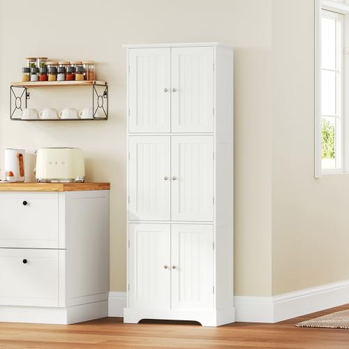 ChooChoo 63.2" Tall Bathroom Storage Cabinet with 6 Doors, Pantry Cabinet - Image 2