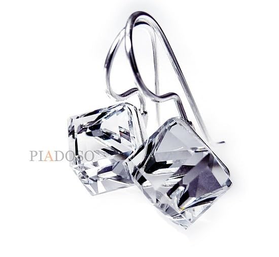 Collar y pendientes de plata ARANDE con cubo de cristal para mujer 2