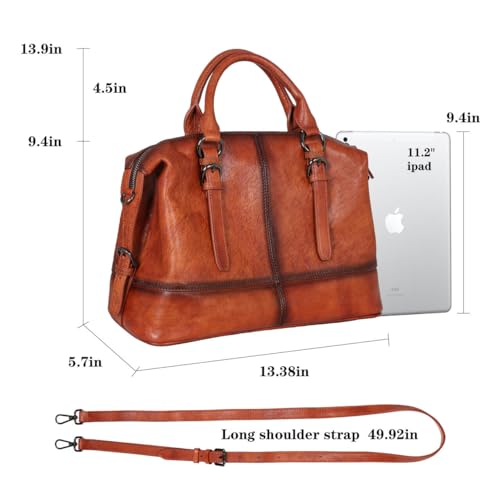 Image of HESHE Leather Tote Bag Shoulder Purses for Women Satchel Crossbody Handbags | Genuine leather Designer Top Handle Work Travel Bags Large Capcity Crossbody Ladies