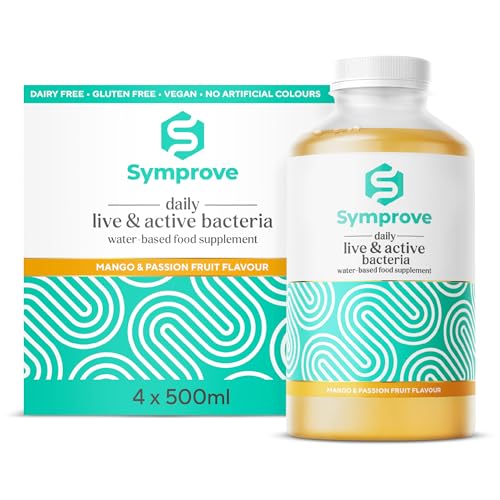 Symprove Probiotic, Mango & Passionfruit Flavour, Fermented to a Level of at Least 10 Billion CFUs per 70ml Shot, Water-Based, Dairy & Gluten Free, Vegan (4 x 500ml)