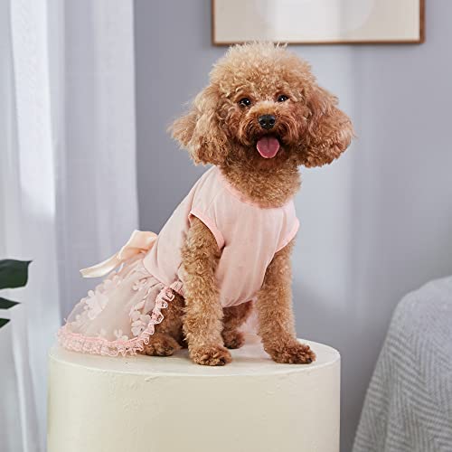 Dogs Glitter Wedding Dresses Tutu Skit For Small Medium Dog Pet Outfit Princess Flower Girl Clothes For Birthday Bridal Halloween Party Costume (Bride Squad Pink, S) #TOP3