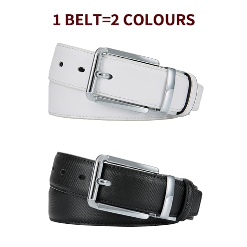 Image of DOOPAI Reversible Leather Belt for Men 1.25 inch - Dual Sided Dress and Casual Belt, Trim to Fit, 2 Styles in One Belt