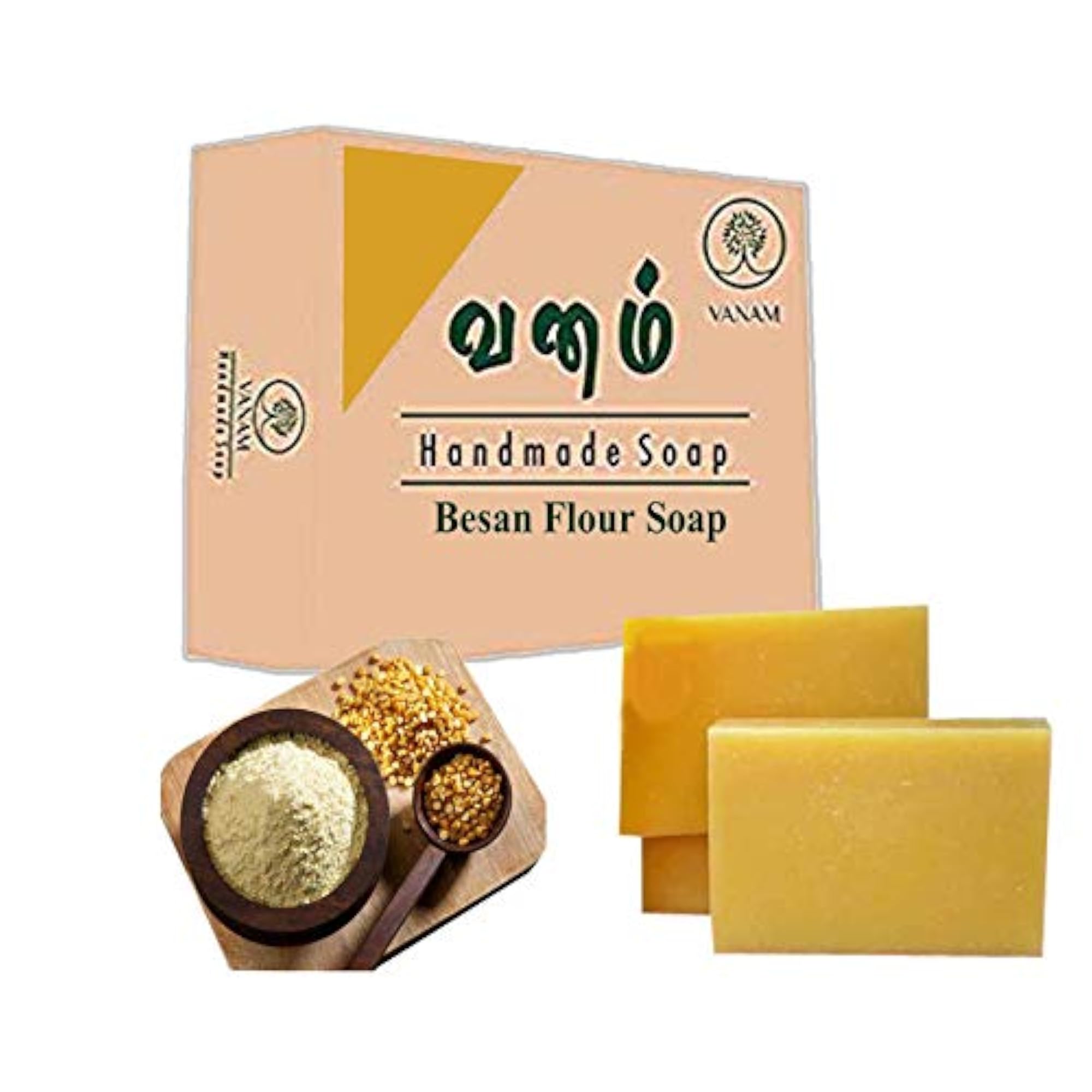 Handmade Herbal Besan Flour Bath Soap, Set of 3
