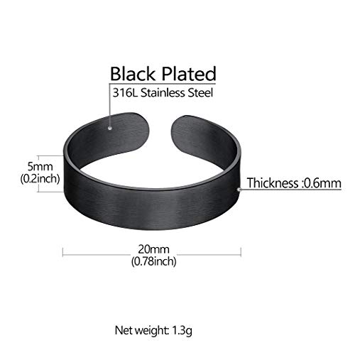 Stainless Steel Open Band Ring for Men Women 18K Gold/Black Plated Brush/Smooth Surface Rings Set Minimalist Jewelry(with Gift Box)4