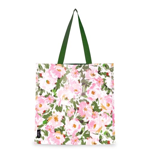 kate spade new york Reusable Shopping Bag, Grocery Tote with Shoulder Straps, Large Collapsible Tote (Hidden Garden)