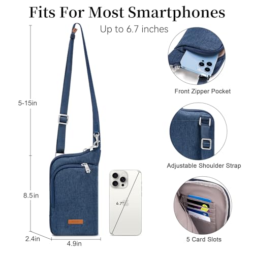 Image of RONSIN Small Anti Theft Crossbody Bags for Women Nylon Cell Phone Purses RFID Blocking Travel Purse with Locking Zipper