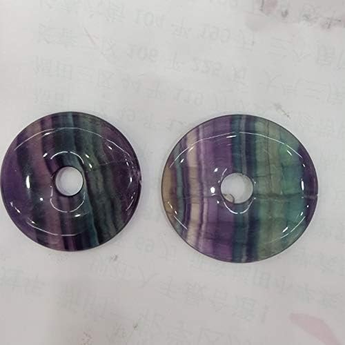 Calvas 30/40/50mm Round Natural Colorful Fluorite Stone Beads Loose Donut Fluorite Stone Beads for Pendant Necklace Jewelry Making DIY - (Item Diameter: 50mm)