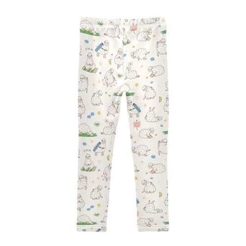 ZZKKO Girls Leggings Yoga Llama Doodle Toddler Girls Clothes Leggings for Girls Toddler Girls Leggings 3-4T2
