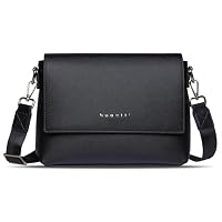 bugatti Ella Schultertasche für Damen, Frauen-Umhängetasche in Saffiano-Art aus Kunstleder, schwarz