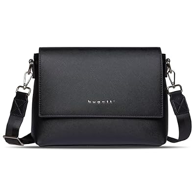 bugatti Ella borsa a spalla da donna, borsa a tracolla in pelle sintetica stile Saffiano, nera