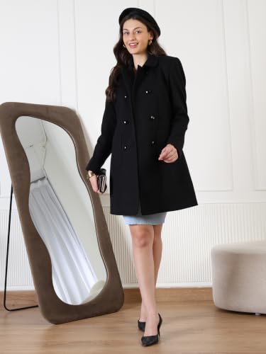 Image of CHKOKKO Women Classic Long Winter Coat Double Breasted | Knee Length Design with a Sophisticated Spread Collar and Convenient Front Pockets for All Occasions