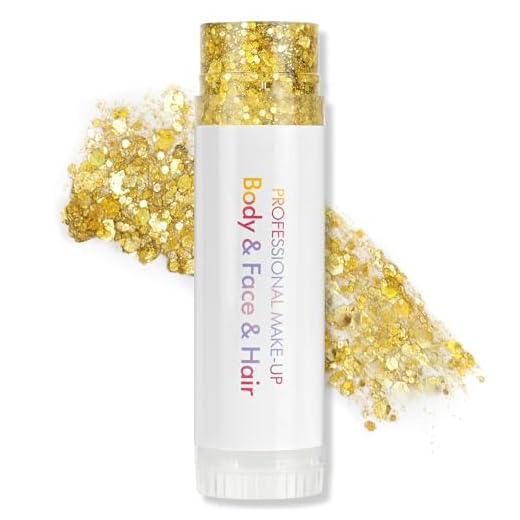 AOOWU Purpurina Cara Gel, 15g Purpurina Gel para Facial y Pelo, Maquillaje Barra con Brillantina, Chunky Glitter Corporal para Halloween Carnaval Festival Masquerade Cumpleaños (1Pc-Dorado)