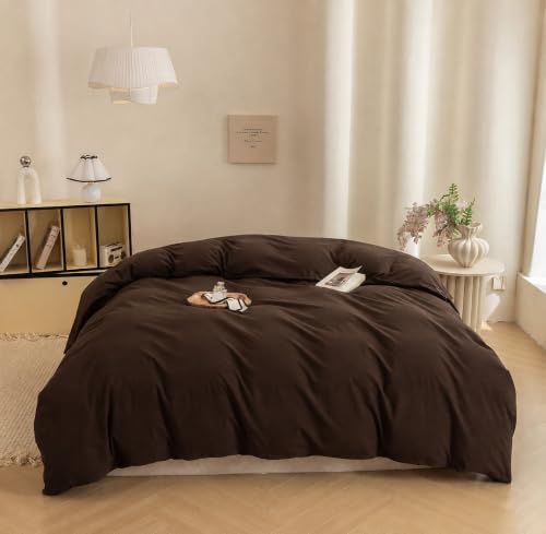 Image of Cocoa Brown Duvet Cover Only Ultra Soft & Breathable Comforter Cover King
