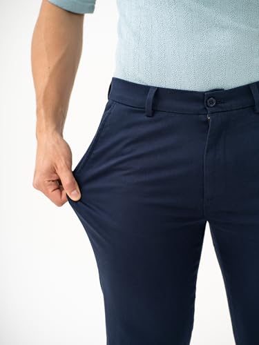 Image of The Pant Project Luxury Cotton Chinos Pants for Men | Stylish Slim Fit Men's Wear Trousers for Office or Party | Mens Fashion Dress Trouser with 2 Way Stretch