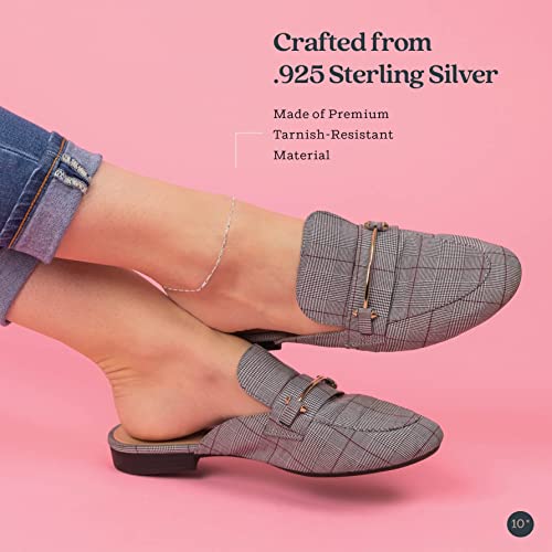 Sterling Silver Figaro Link Chain Bracelet Ankelet 2mm Italian2