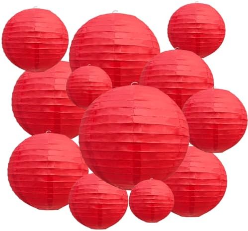 20Pcs Red Paper Lanterns for Parties, 6” 8” 10” 12” Chinese Asian...