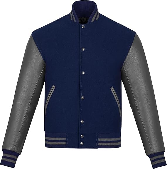 Image of Varsity Jacket Baseball Letterman Jacket- Wool and Leather Premium Quality Unisex Basketball Jacket