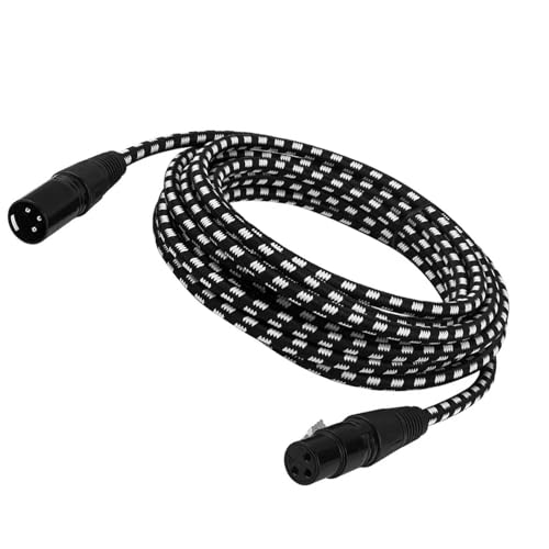 QMQJIA 1m/2m 3 Pin Male to Female Cable Professional Braided Cable for Speakers Studio