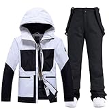 HOTIAN Conjunto de chaqueta y pantalones de esquí para mujer, 2 piezas, traje de esquí para mujer, resistente al agua, cortavientos, invierno, exterior, cálido, esquí, ropa de esquí para mujer, 167