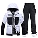 HOTIAN Damen Ski Jacke und Hosen 2 Teilig Set Skianzug Damen Wasserdicht Winddicht Winter Outdoor Warme Skifahren Skibekleidung damen set 167 BK+BK XL