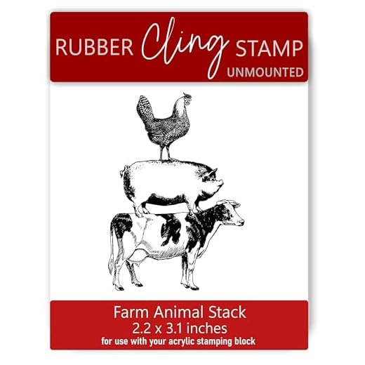 Rubber Cling Stamp Farm Animal Stack