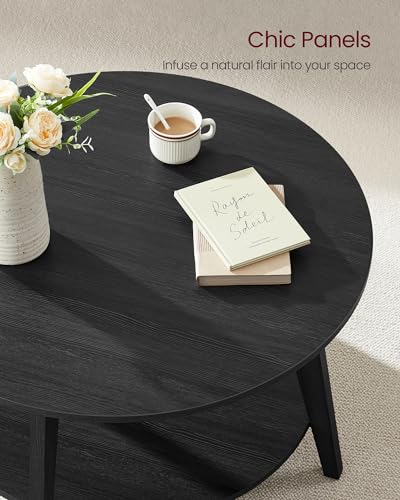 image for VASAGLE MAEZO Collection - Round Coffee Table, 2-Tier Center Table wit