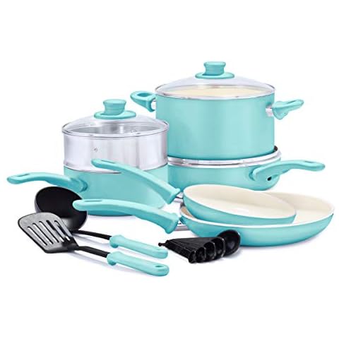 GreenLife Soft Grip Healthy Ceramic Antihaft-Kochgeschirr-Töpfe und Pfannen-Set Cover