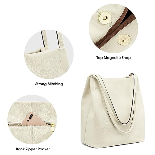 Image of Kattee Women Soft Genuine Leather Totes Shoulder Bag Purses and Handbags with Top Magnetic Snap Closure