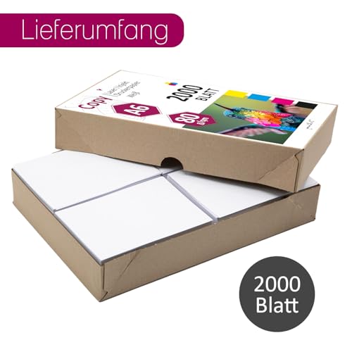 younikat 2000 Blatt blanko 80 g/m² Papier in weiß I Kopierpapier I Rezeptpapier I DIN A6 I dv1418
