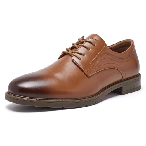 SHULOOK Anzugschuhe Oxford Schuhe Herren Classic Business Derby Schuhe Herren Comfort Schnürhalbschuhe (Hellbraun EU 45)