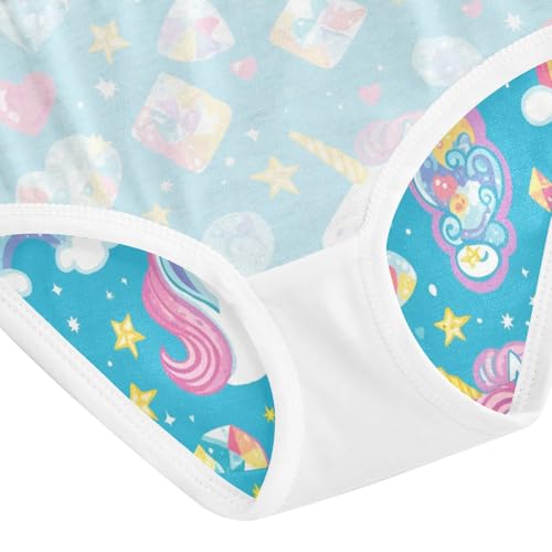 Wusikd Unicorns Head Hearts Girls' Underwear Cotton Diamonds Rainbows Girls Briefs Soft Toddler Underwear 2T 5