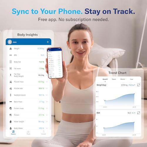 Image of Alcedo Smart Body Fat Scale, Color-Changing Scale, Bluetooth, White
