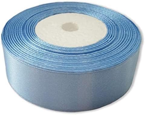 Miniatura 2 de Cinta de satén de 1 pulgada de color azul cielo para manualidades, cinta de regalo, rollo de cinta sólida de satén de 1 pulgada x 25 yardas