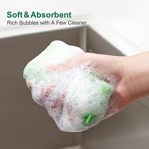 Image of JOYMOOP Clean Sponges,Dual-Sided Non-Scratch Soft Scrub Dish Sponge, Safe for Non-Stick Cookware, Kitchen and Household Cleaning, Pack of 6 Scrubbing Sponges