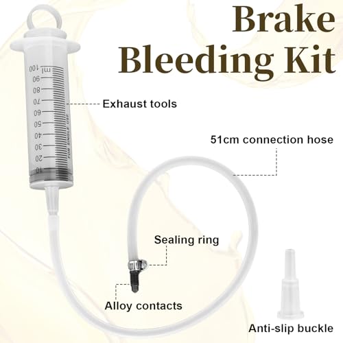 Sixzoo Motorcycle Brake Bleeder Kit, Hydraulic Disc Brake Bleeding Kit with 100ML Syringe 50cm Hose, Reverse Brakes Bleeder, Brakes Fluid Flush Kits for Motorcycle Cars Scooters Repair Maintenance