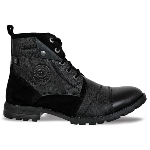 Image of Allen Cooper Genuine Premium Leather Luxury Memory Foam High-Top Boots Shoes For Men(ACCS-859,Black,Size-6,7,8,9,10,11)