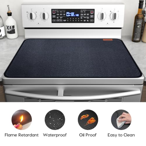 Image of Fireproof Stove Cover for Electric Stove, 28.5 inch Glass Top Protector | 3-Layer Safe Material, Flame Retardant, Waterproof, Heat-Resistant Kitchen Mat, Flat Oven Cover Mat
