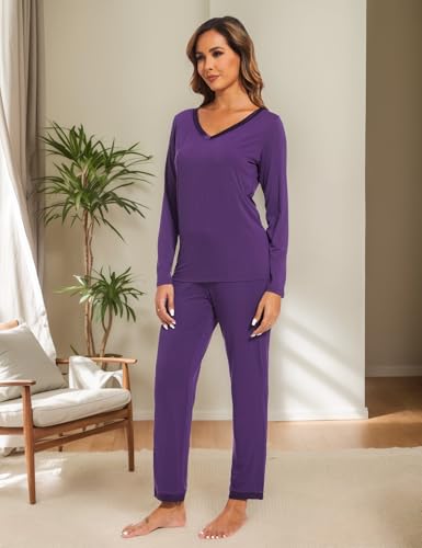 Image of GYS Women's Bamboo Viscose Long Sleeve Pajamas Set
