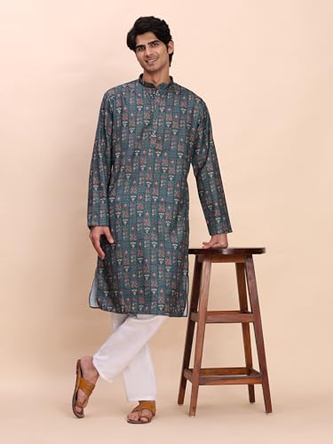 Image of Pro-Ethic Style Developer Men's Cotton Printed Kurta Pajama Set Traditional Outfit | Mandarin Collar (E-129)