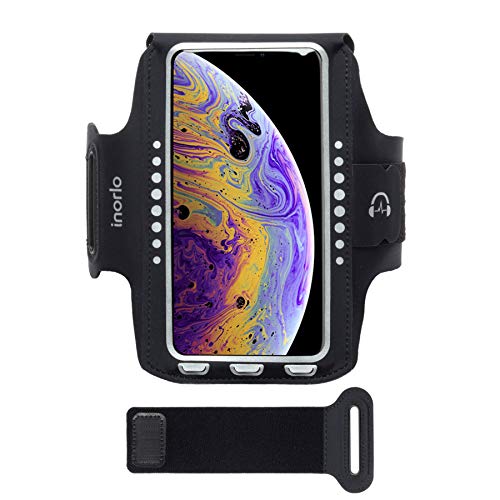 inorlo iPhone XS y 8/7 Plus y Apple iPhone 11 Pro (5.8 pulgadas), brazalete deportivo a prueba de sudor con correa de extensión, bolsillo para tarjetas/organizador de cables Cover