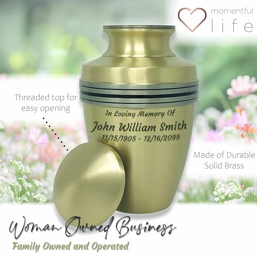 Image of Custom Engraved Momentful Life Revere Bronze Adult Urn - Bronze Cremation Urn