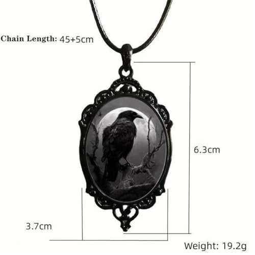 Gothic Necklace for Men Women,Raven Cross Glass Necklaces Bat Pendant Necklace Vintage Gothic Rope Chain Crow Bat Choker Victorian Cemetery Guest Necklaces Halloween Christmas Birthday Jewelry4