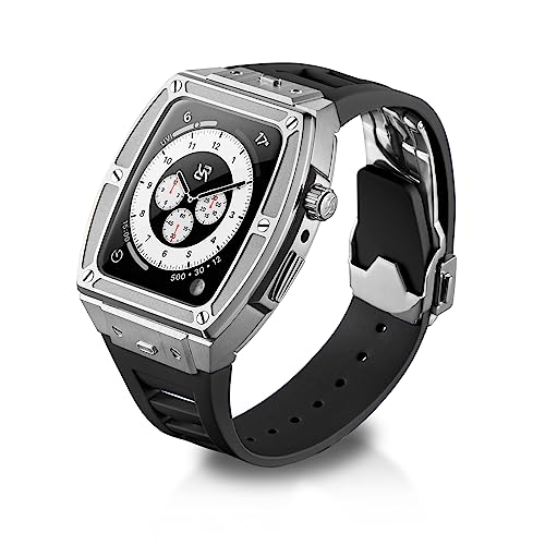 Bracelet à changement rapide et boîtier acier RYUEUYA pour montre connectée Apple Watch SE