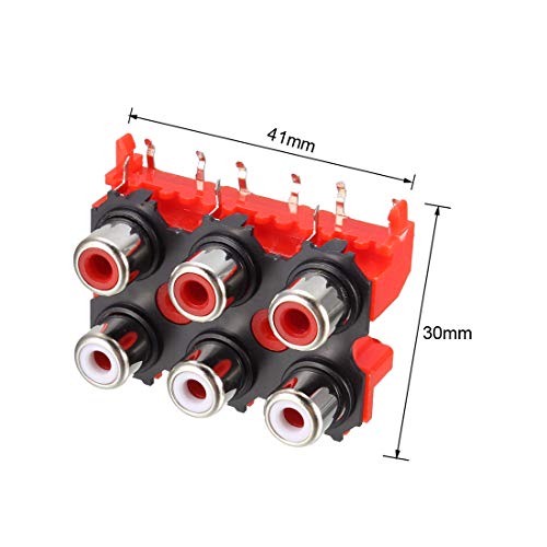 Conector RCA hembra para panel pcb rojo 9 pines 2 piezas miniatura 2