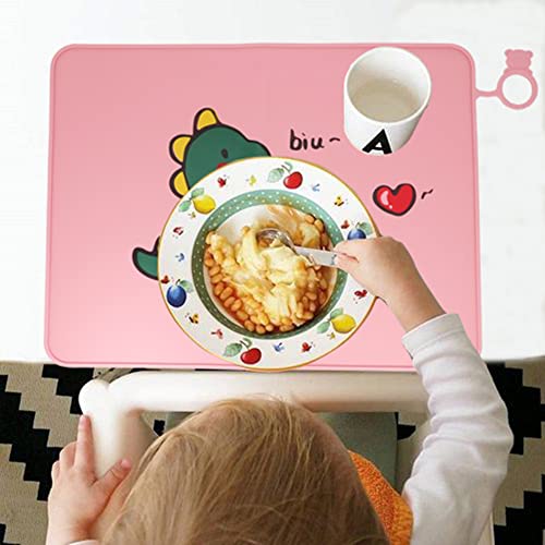 Gemseek Heat Resistant Silicone Kids Placemats, Washable Cute Pink Dining Table Place Mat For Toddlers Childrens #TOP1